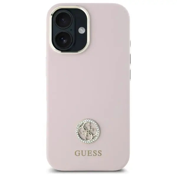 Guess Silicone Logo Strass 4G case for iPhone 16 - light pink - Cell phone cases and covers<<<HurtelXML