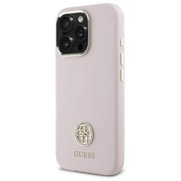Guess Silicone Logo Strass 4G case for iPhone 16 Pro - light pink - Cell phone cases and covers<<<HurtelXML