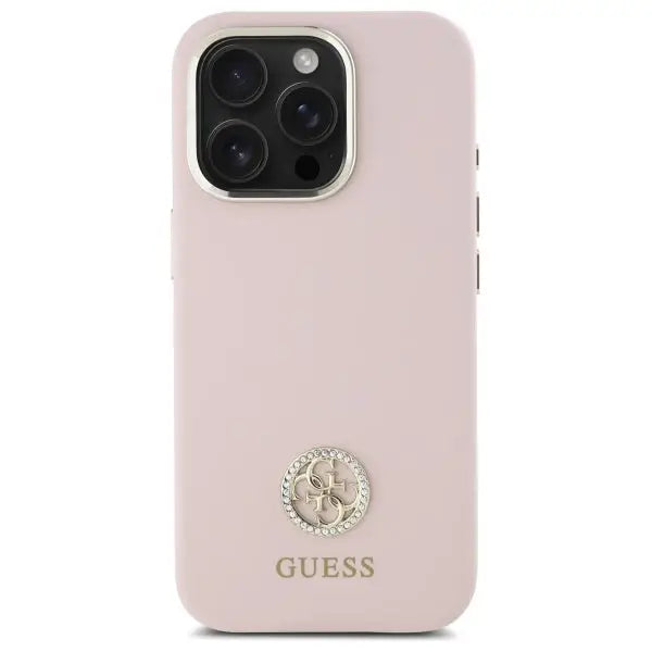 Guess Silicone Logo Strass 4G case for iPhone 16 Pro - light pink - Cell phone cases and covers<<<HurtelXML