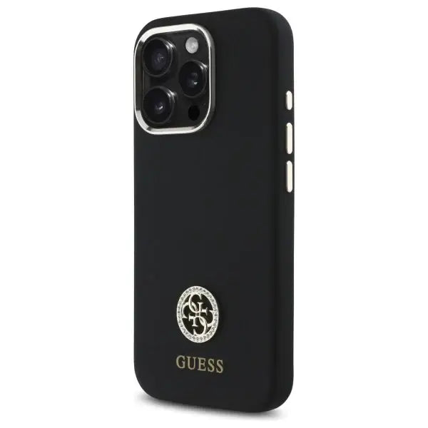 Guess Silicone Logo Strass 4G Case for iPhone 16 Pro Max - Black - Cell phone cases and covers<<<HurtelXML
