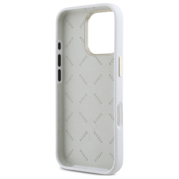 Guess Silicone Logo Strass 4G Case for iPhone 16 Pro Max - White - Cell phone cases and covers<<<HurtelXML