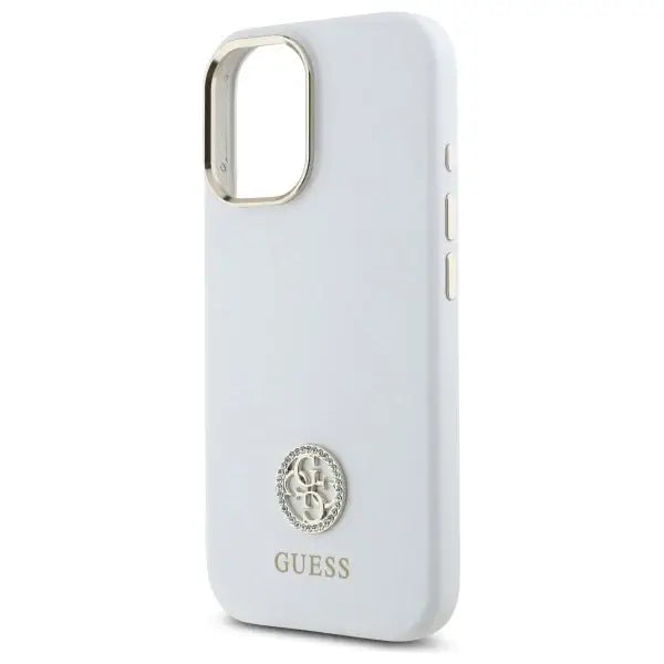 Guess Silicone Logo Strass 4G Case for iPhone 16 - White - Cell phone cases and covers<<<HurtelXML