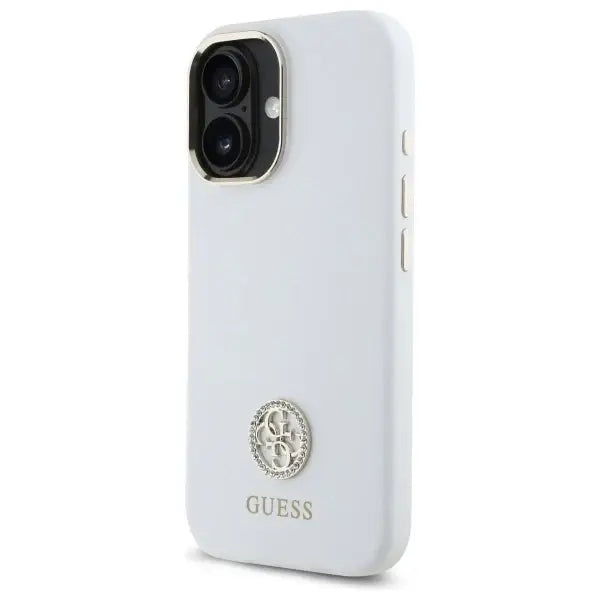 Guess Silicone Logo Strass 4G Case for iPhone 16 - White - Cell phone cases and covers<<<HurtelXML