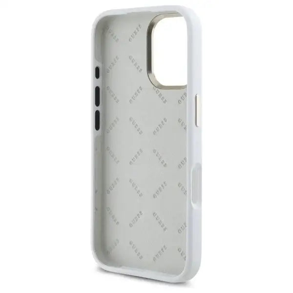 Guess Silicone Logo Strass 4G Case for iPhone 16 - White - Cell phone cases and covers<<<HurtelXML
