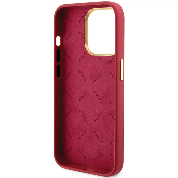 Guess Silicone Script Metal Logo & Frame case for iPhone 15 Pro - red - Cell phone cases and covers<<<HurtelXML