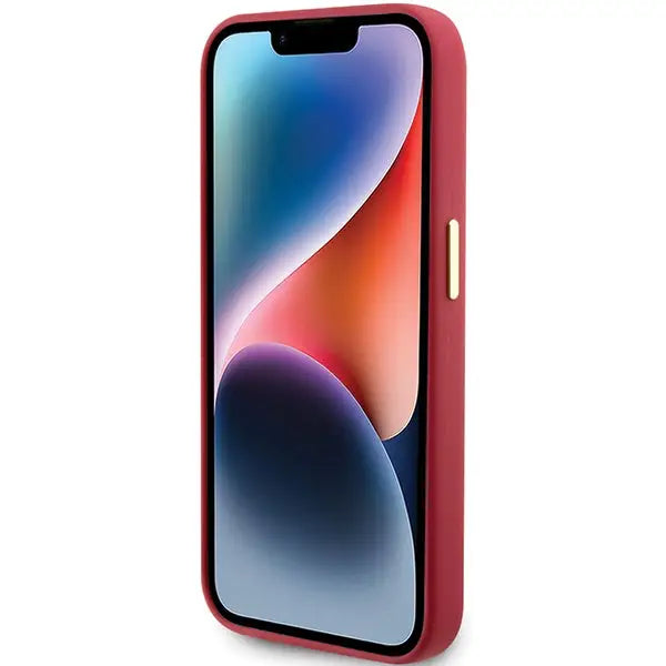 Guess Silicone Script Metal Logo & Frame case for iPhone 15 Pro - red - Cell phone cases and covers<<<HurtelXML
