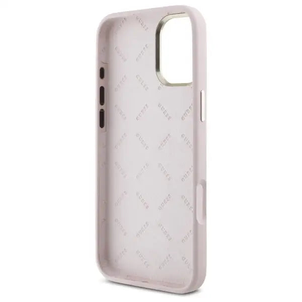 Guess Silicone Script Metal Logo & Frame iPhone 16 Case - Pink - Cell phone cases and covers<<<HurtelXML