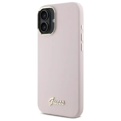 Guess Silicone Script Metal Logo & Frame iPhone 16 Plus Case - Pink - Cell phone cases and covers<<<HurtelXML