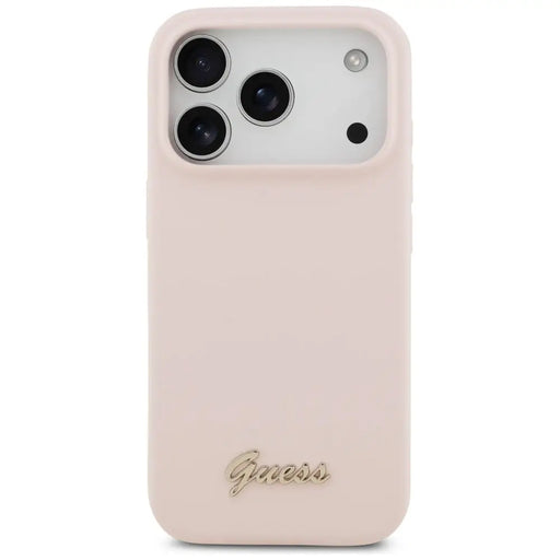 Guess Silicone Script Metal Logo MagSafe Case for iPhone 17 Pro - Pink - Cell phone cases and covers<<<HurtelXML
