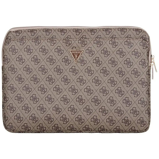 Guess Sleeve 4G Zipper Pocket Triangle Logo 14’’ Laptop Bag - Brown - Laptop bags<<<HurtelXML