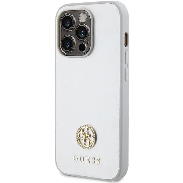 Guess Strass Metal Logo case for iPhone 15 Pro - silver - Cell phone cases and covers<<<HurtelXML