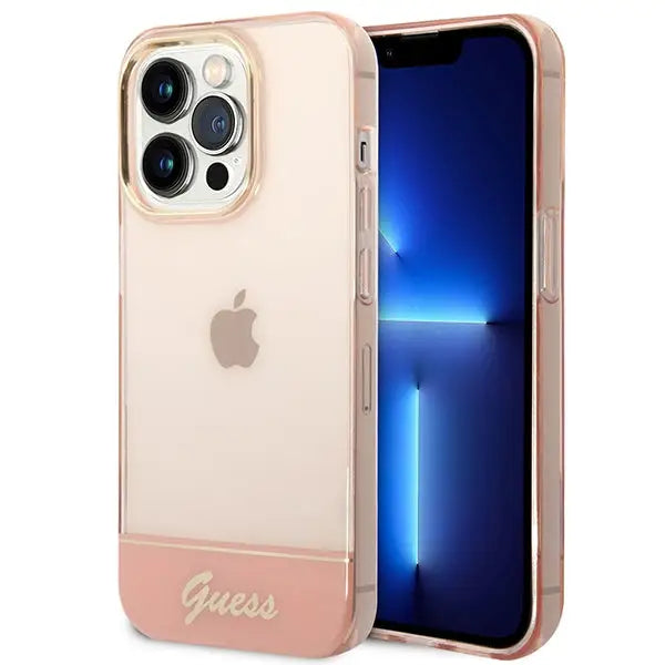 Guess Translucent iPhone 14 Pro Max 6.7’’ Case - Pink - Cell phone cases and covers<<<HurtelXML