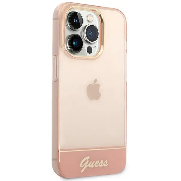 Guess Translucent iPhone 14 Pro Max 6.7’’ Case - Pink - Cell phone cases and covers<<<HurtelXML