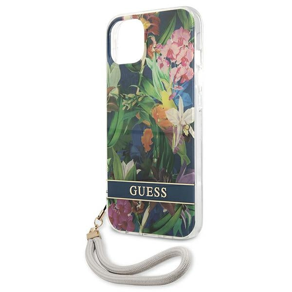Guess GUHCP13MHFLSB iPhone 13 6.1&quot; blue/blue hardcase Flower Strap