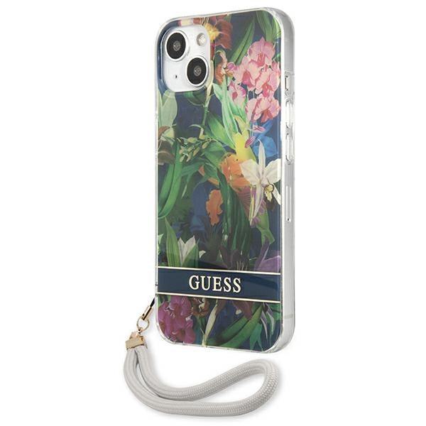 Guess GUHCP13SHFLSB iPhone 13 mini 5.4&quot; blue/blue hardcase Flower Strap