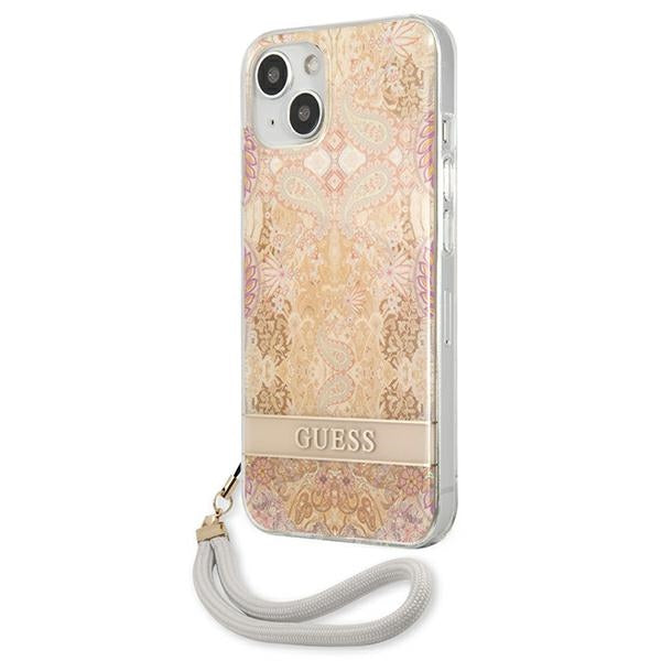 Guess GUHCP13SHFLSD iPhone 13 mini 5.4&quot; gold/gold hardcase Flower Strap