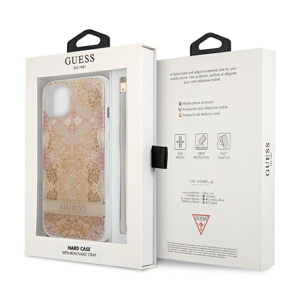 Guess GUHCP13SHFLSD iPhone 13 mini 5.4&quot; gold/gold hardcase Flower Strap
