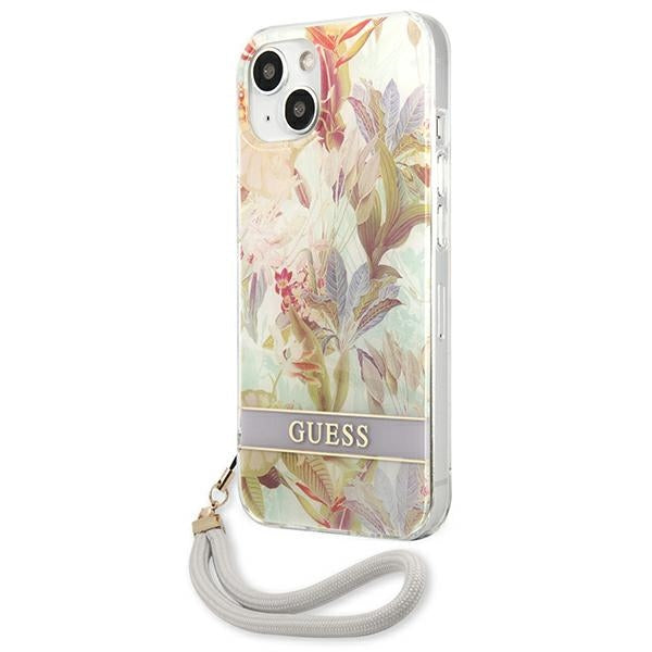 Guess GUHCP13SHFLSU iPhone 13 mini 5.4&quot; purple/purple hardcase Flower Strap