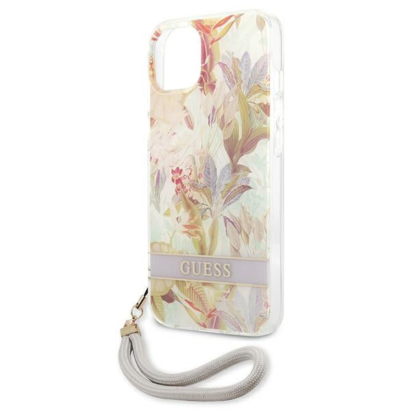 Guess GUHCP13SHFLSU iPhone 13 mini 5.4&quot; purple/purple hardcase Flower Strap