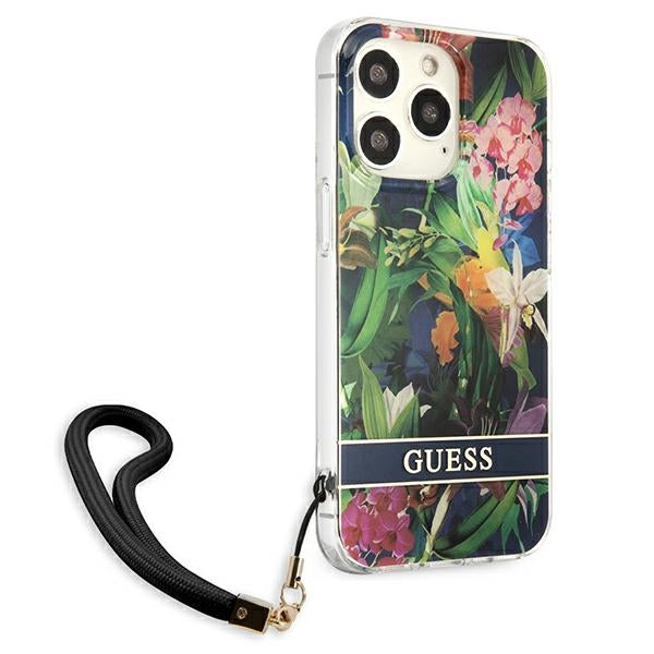 Guess GUHCP13XHFLSB iPhone 13 Pro Max 6.7&quot; blue/blue hardcase Flower Strap