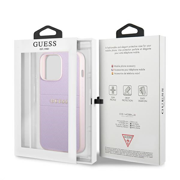 Guess Saffiano Stripe iPhone 13 Pro Max Case - Purple