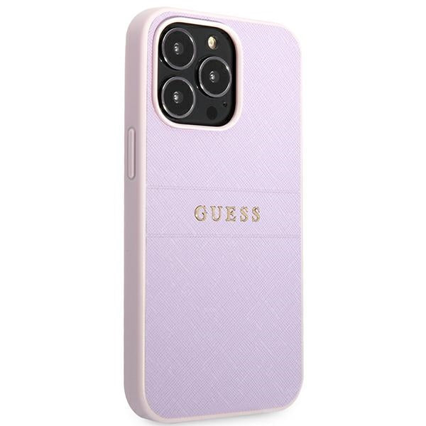 Guess Saffiano Stripe iPhone 13 Pro Max Case - Purple