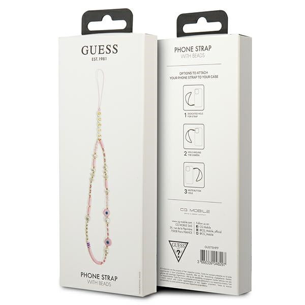 Guess pendant GUSTSHPP Phone Strap pink/pink Beads Shell