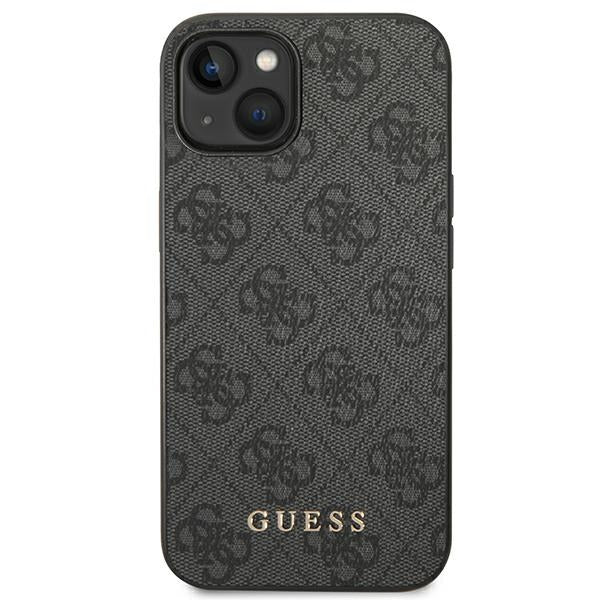 Guess 4G Metal Gold Logo Case for iPhone 14 - Gray