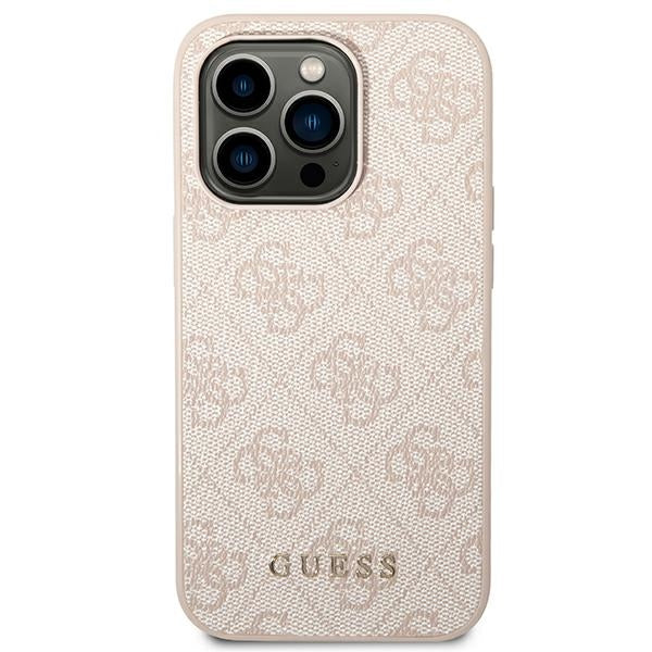 Guess 4G Metal Gold Logo Case for iPhone 14 Pro Max - Pink