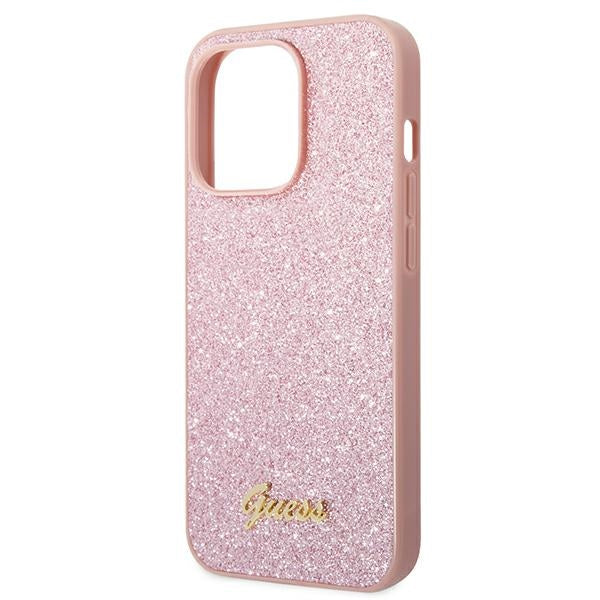 Guess Glitter Script Case for iPhone 14 Pro Max - Pink