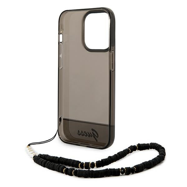 Guess Translucent Pearl Strap Case for iPhone 14 Pro - Black