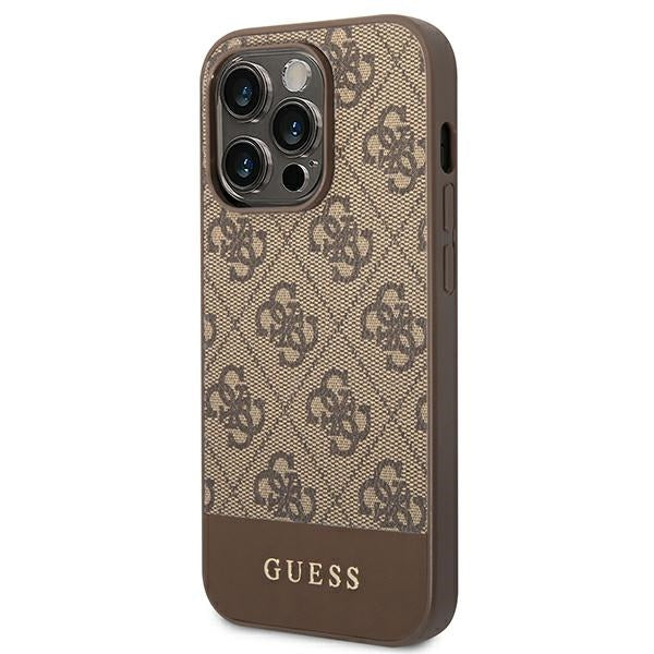 Guess GUHCP14LG4GLBR iPhone 14 Pro 6.1&quot; brown/brown hard case 4G Stripe Collection