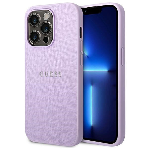 Guess Saffiano Strap Case for iPhone 14 Pro - Purple