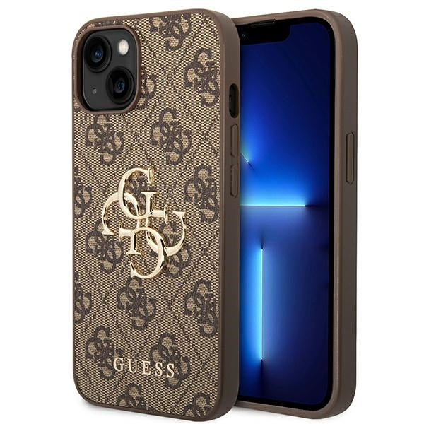Guess 4G Big Metal Logo Case for iPhone 14 - Brown