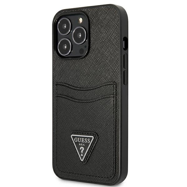 Guess Saffiano Triangle Logo Cardslot Case for iPhone 13 / 13 Pro - Black