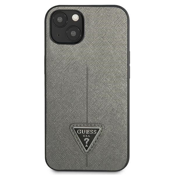 Guess GUHCP13SPSATLG iPhone 13 mini 5,4 "silver / silver hardcase SaffianoTriangle Logo