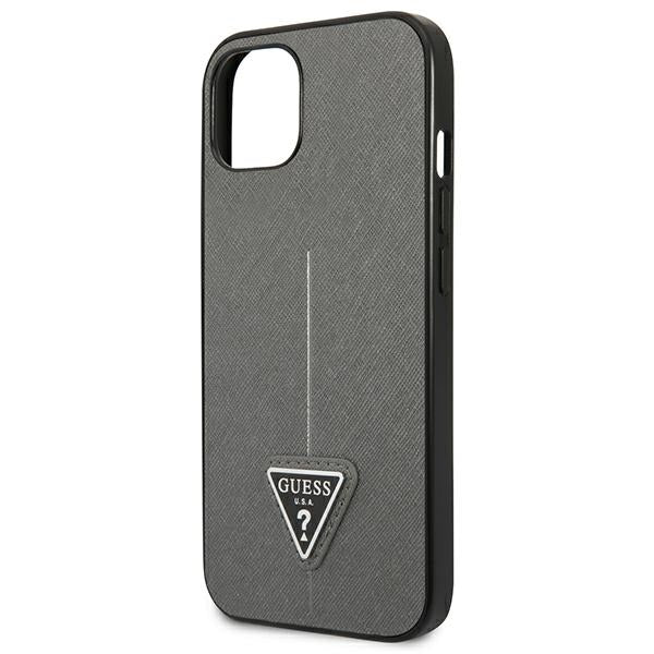 Guess GUHCP13SPSATLG iPhone 13 mini 5,4 &quot;silver / silver hardcase SaffianoTriangle Logo