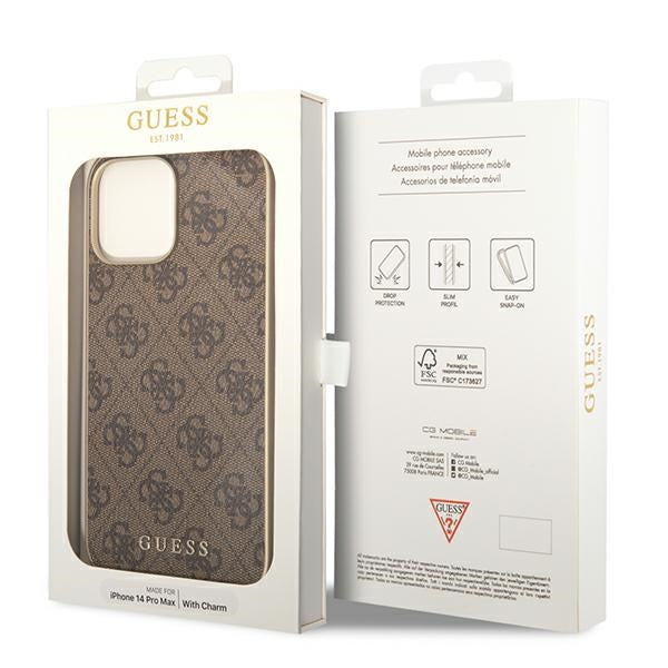 Guess GUHCP14LGF4GBR iPhone 14 Pro 6.1 &quot;brown / brown hardcase 4G Charms Collection