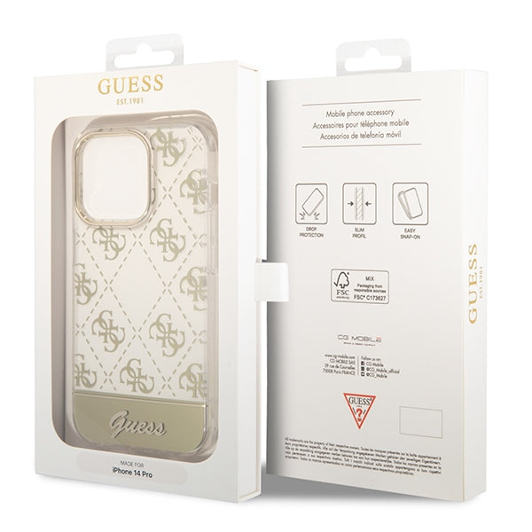 Guess GUHCP14LHG4MHG iPhone 14 Pro 6.1 "gold / gold hardcase 4G Pattern Script