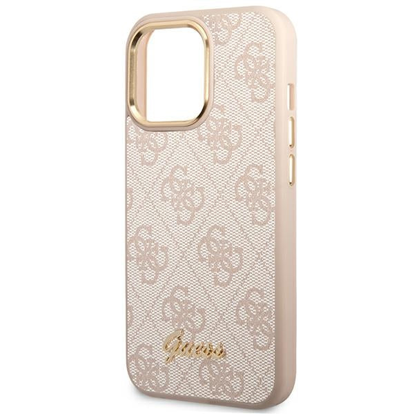 Guess 4G Vintage Gold Logo case for iPhone 14 Pro - pink