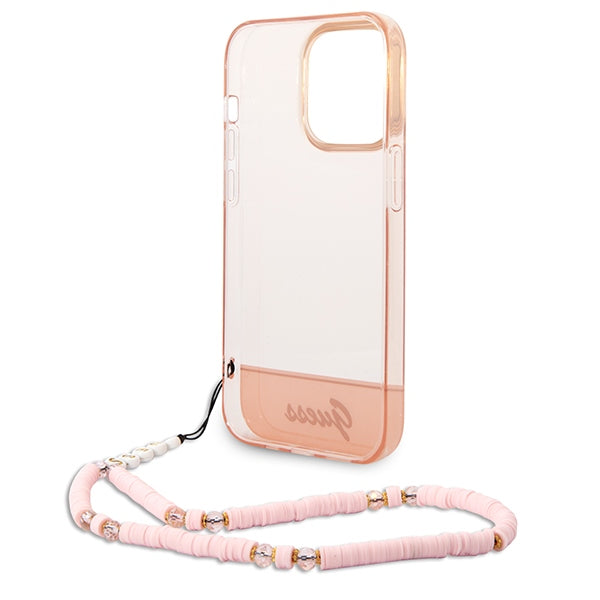 Guess GUHCP14LHGCOHP iPhone 14 Pro 6.1&quot; pink/pink hardcase Translucent Pearl Strap