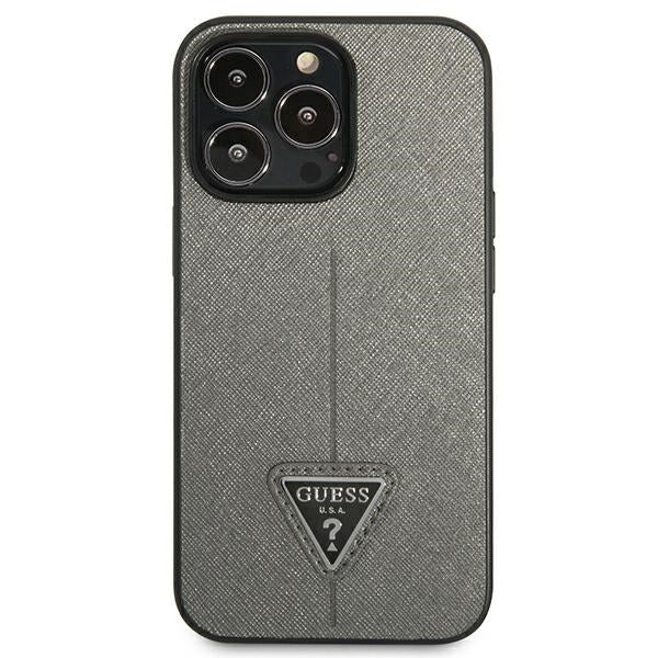 Guess GUHCP14LPSATLG iPhone 14 Pro 6.1 "silver / silver hardcase SaffianoTriangle Logo