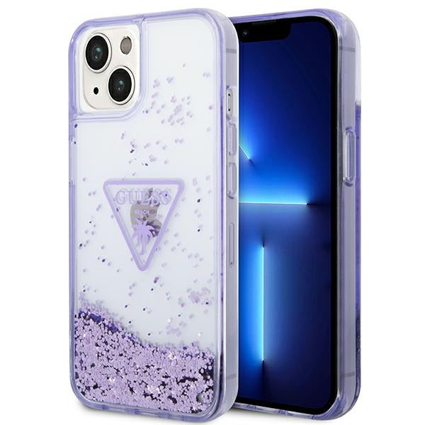 Guess Liquid Glitter Palm Collection case for iPhone 14 Plus 6.7" - purple