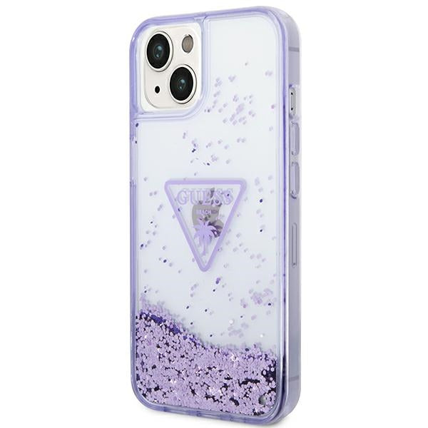 Guess Liquid Glitter Palm Collection case for iPhone 14 Plus 6.7" - purple