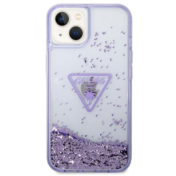 Guess Liquid Glitter Palm Collection case for iPhone 14 Plus 6.7" - purple