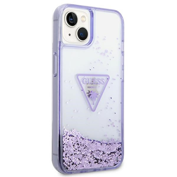 Guess Liquid Glitter Palm Collection case for iPhone 14 Plus 6.7" - purple