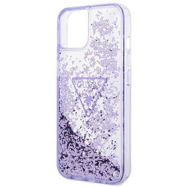 Guess Liquid Glitter Palm Collection case for iPhone 14 Plus 6.7" - purple