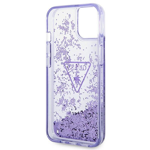 Guess Liquid Glitter Palm Collection case for iPhone 14 Plus 6.7" - purple