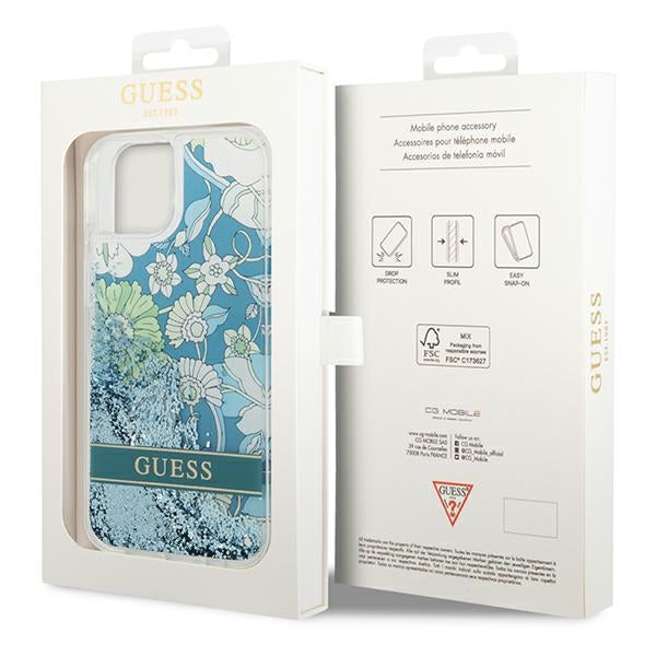Guess GUHCP14SLFLSN iPhone 14 6.1 "green / green hardcase Flower Liquid Glitter
