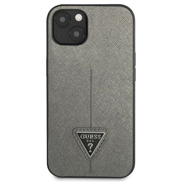Guess GUHCP14SPSATLG iPhone 14 6.1 "silver / silver hardcase SaffianoTriangle Logo